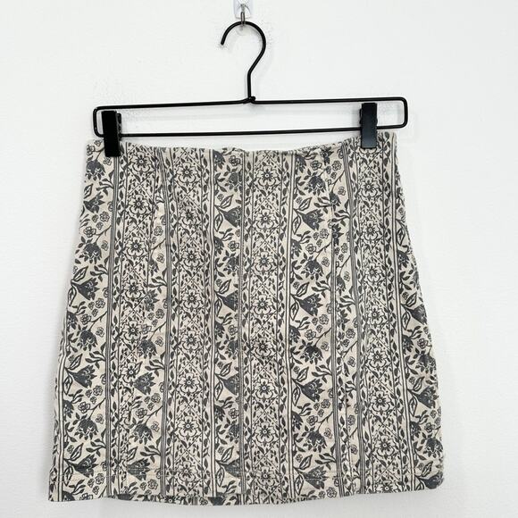 Free People Modern Femme Novelty A-Line Skirt in Neutral Floral Bohemian size 6 - Picture 3 of 8